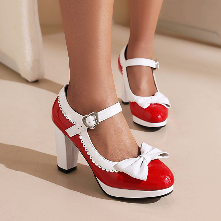 Lion Style | Women’s Patent Bow Block Heels