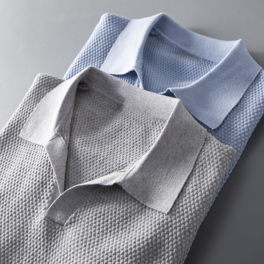 Lucca Textured Knit Cotton Polo Shirt