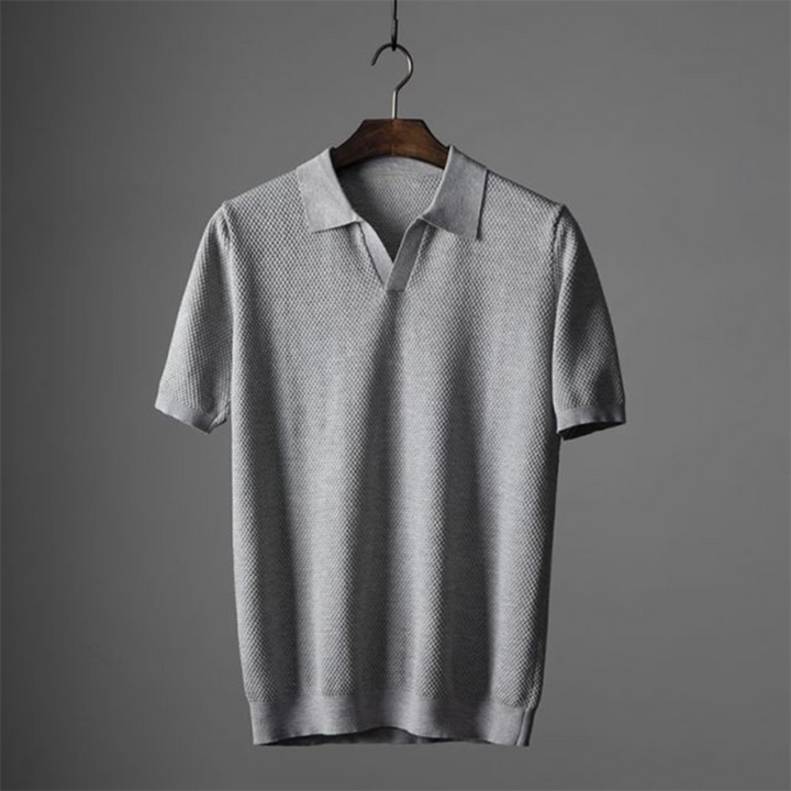 Lucca Textured Knit Cotton Polo Shirt