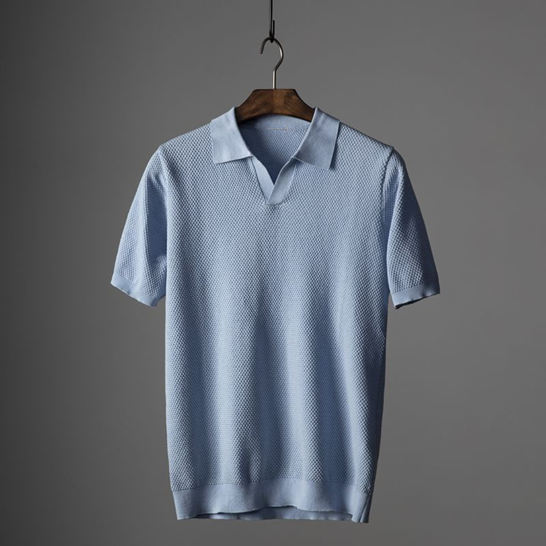 Lucca Textured Knit Cotton Polo Shirt