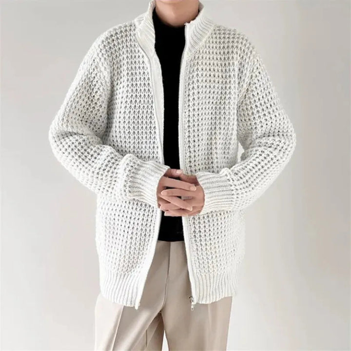 Marco Textured Knit Zip Sweater