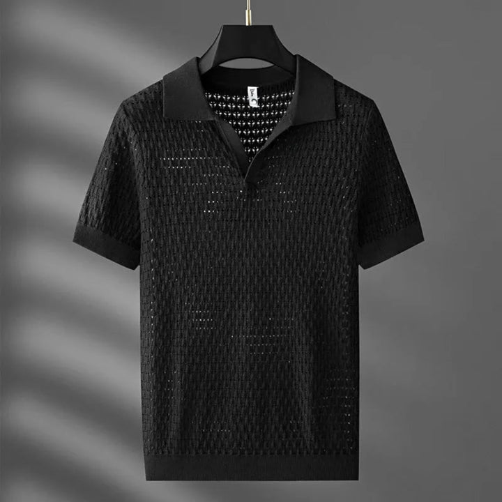 Marco Textured Mesh Knit Polo Shirt