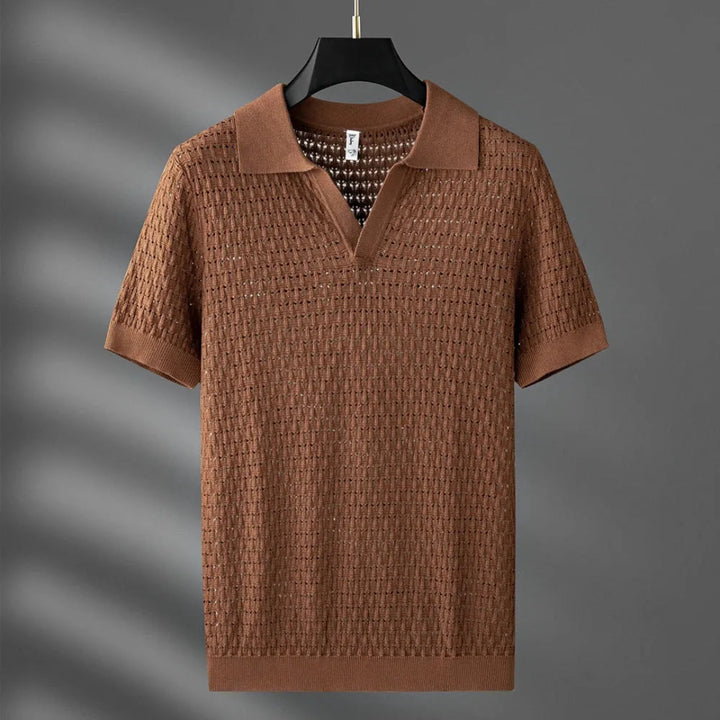Marco Textured Mesh Knit Polo Shirt