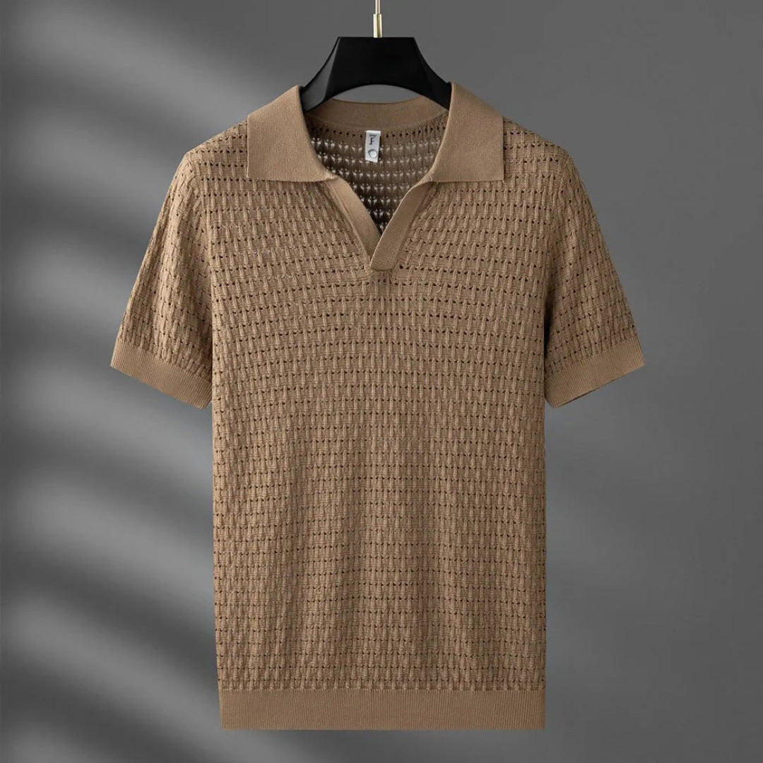 Marco Textured Mesh Knit Polo Shirt