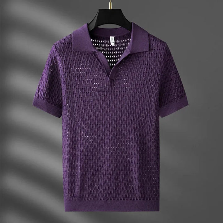 Marco Textured Mesh Knit Polo Shirt