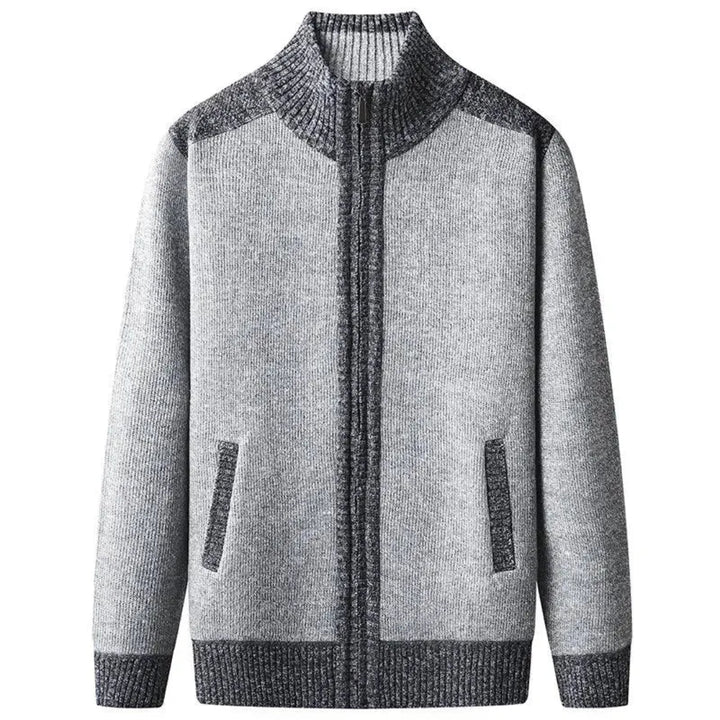 Mark Full Zip Contrast Knit Sweater