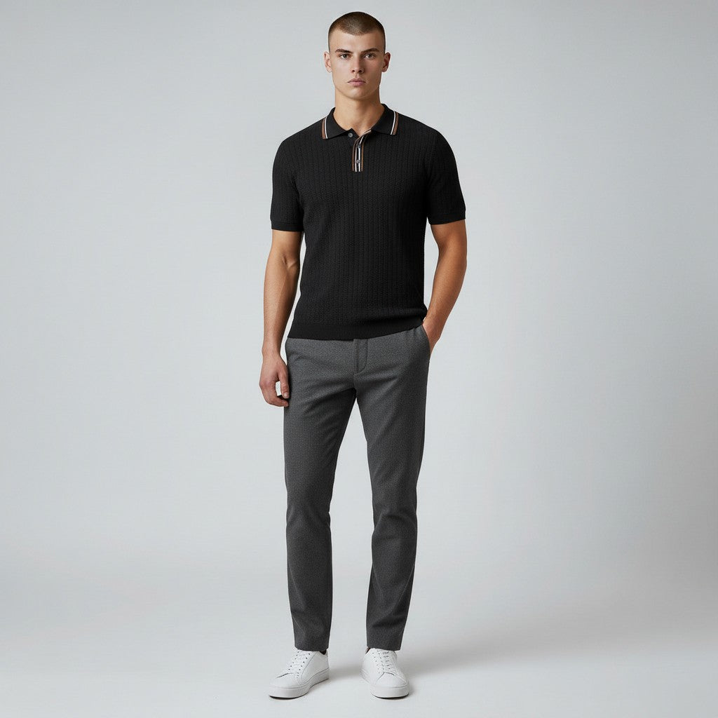 Men Chevron Knit Polo LionStyle