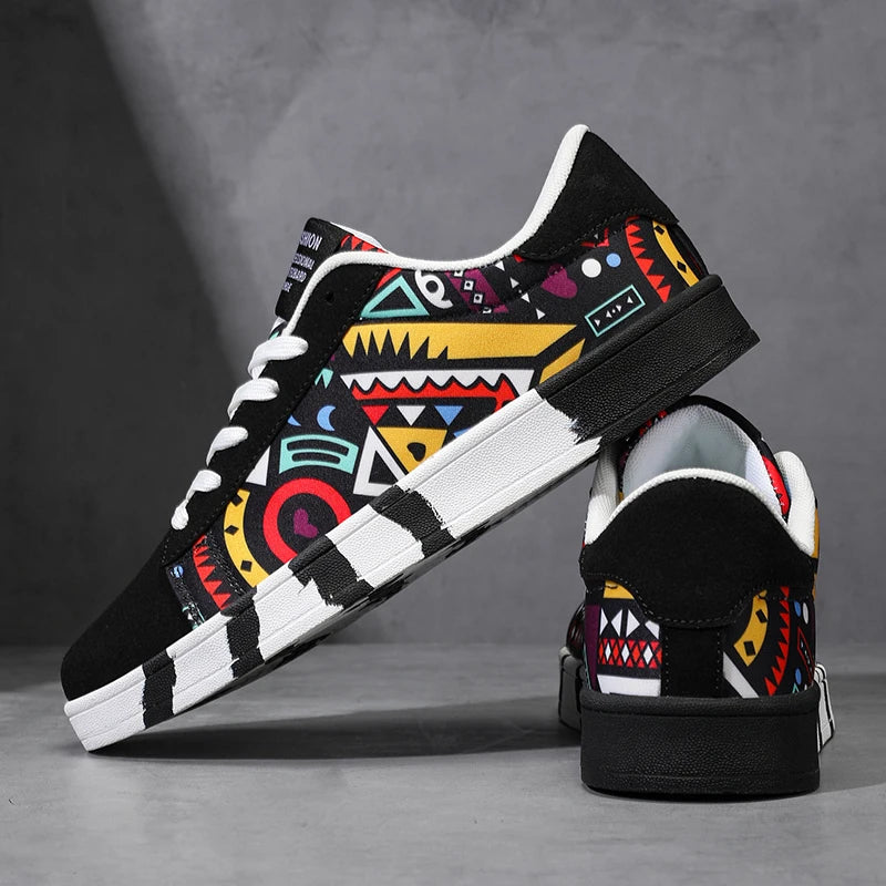 Men Graphic Art Casual Sneakers LionStyle