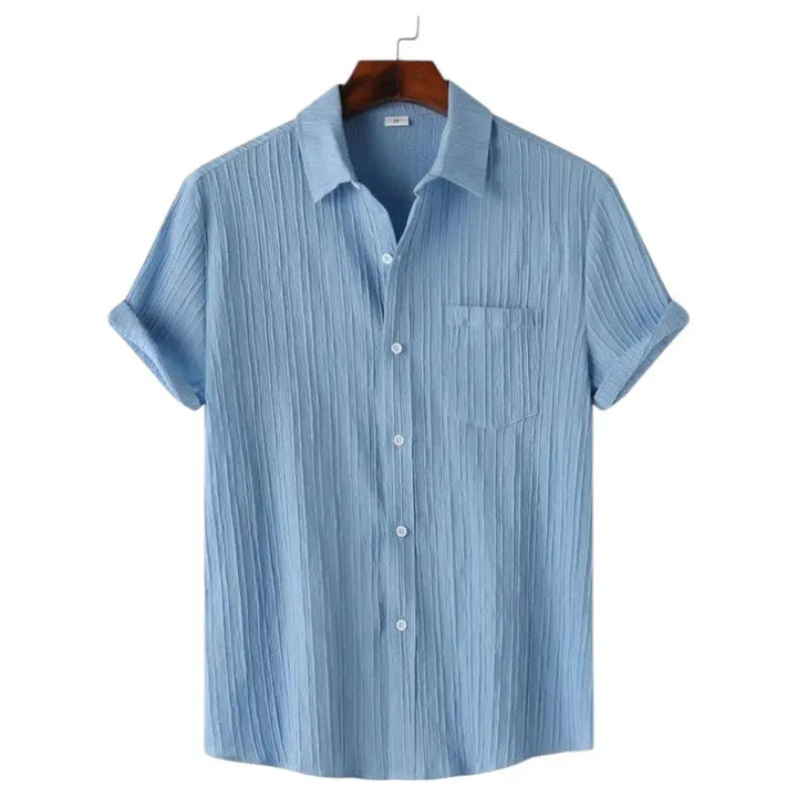 Men Textured Short Sleeve Button Shirt LionStyle Lion Style