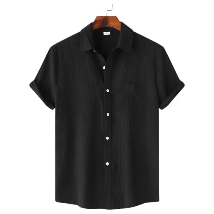 Men Textured Short Sleeve Button Shirt LionStyle Lion Style