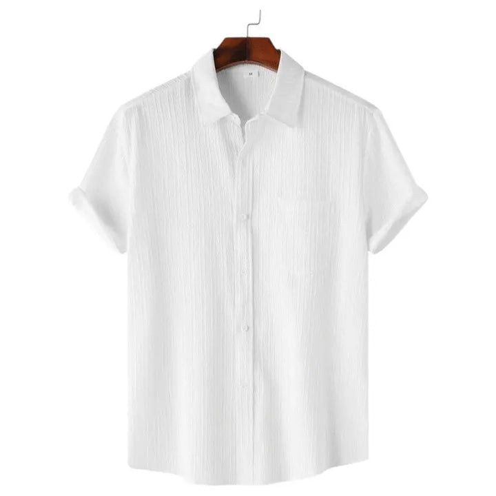 Men Textured Short Sleeve Button Shirt LionStyle Lion Style