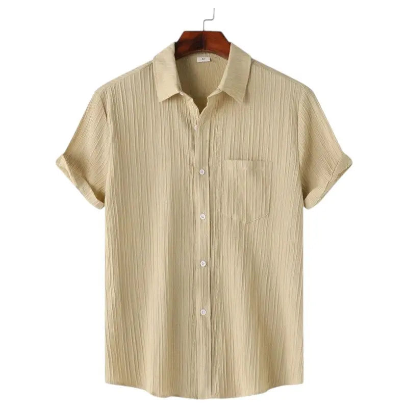 Men Textured Short Sleeve Button Shirt LionStyle Lion Style