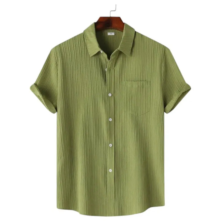 Men Textured Short Sleeve Button Shirt LionStyle Lion Style