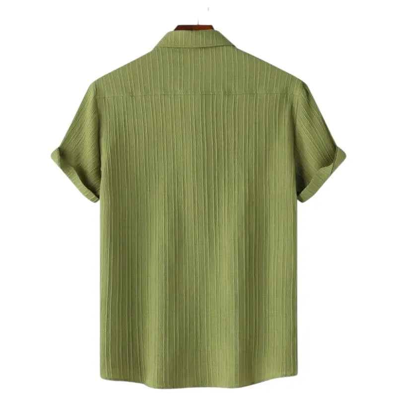 Men Textured Short Sleeve Button Shirt LionStyle Lion Style