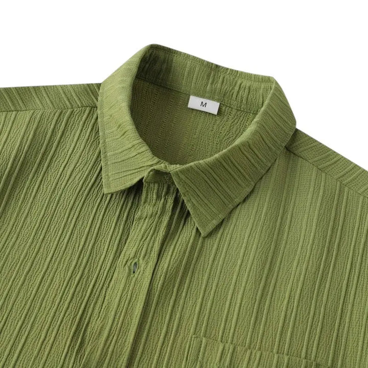 Men Textured Short Sleeve Button Shirt LionStyle Lion Style