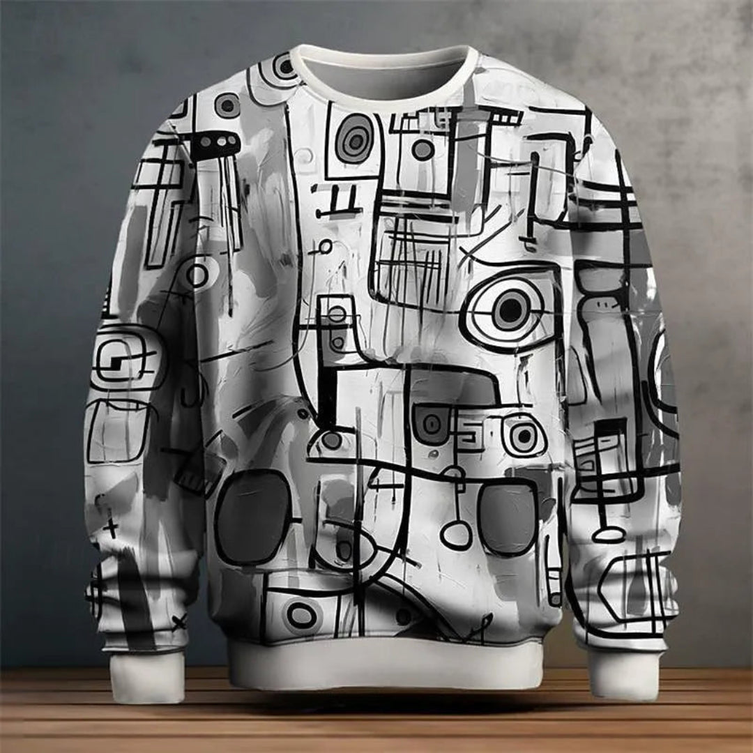 Men's Abstract Graphic O-Neck Pullover
