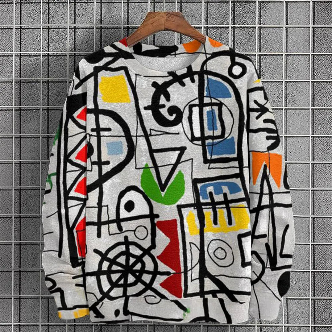 Men's Abstract Graphic O-Neck Pullover