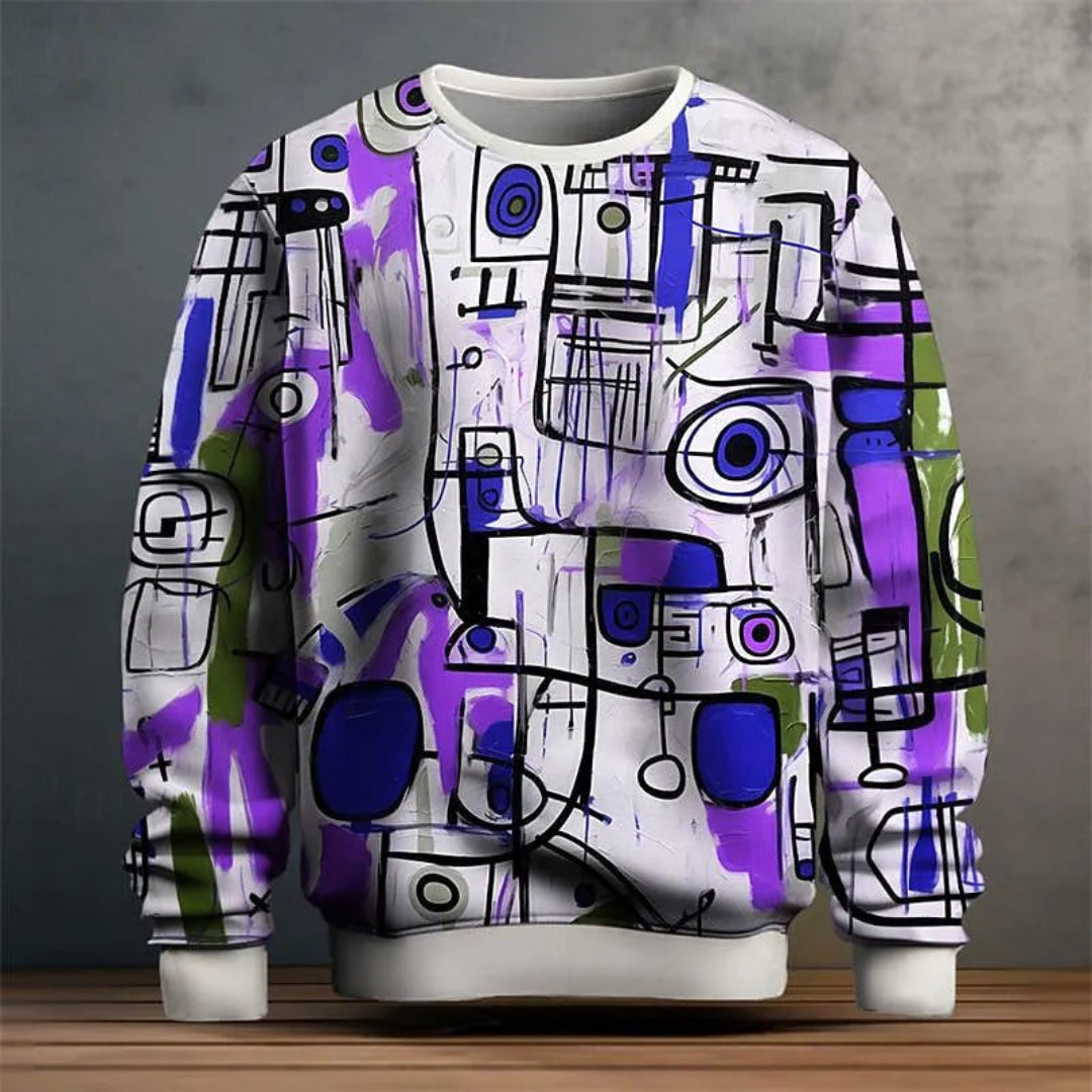 Men's Abstract Graphic O-Neck Pullover