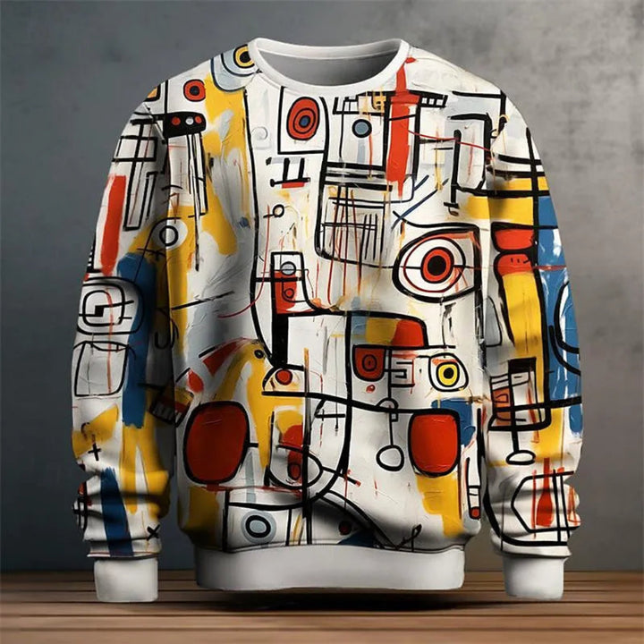 Men's Abstract Graphic O-Neck Pullover