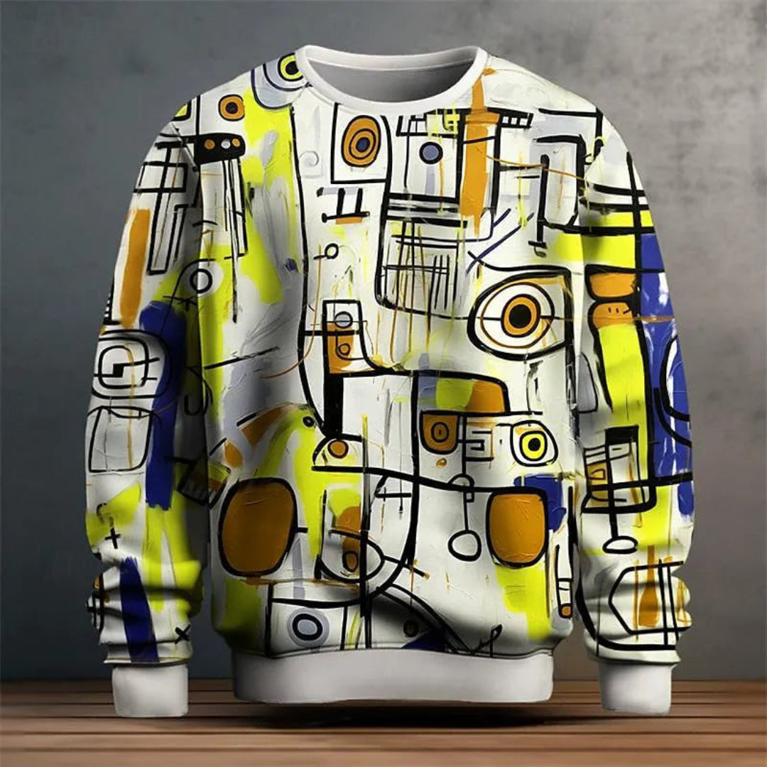 Men's Abstract Graphic O-Neck Pullover