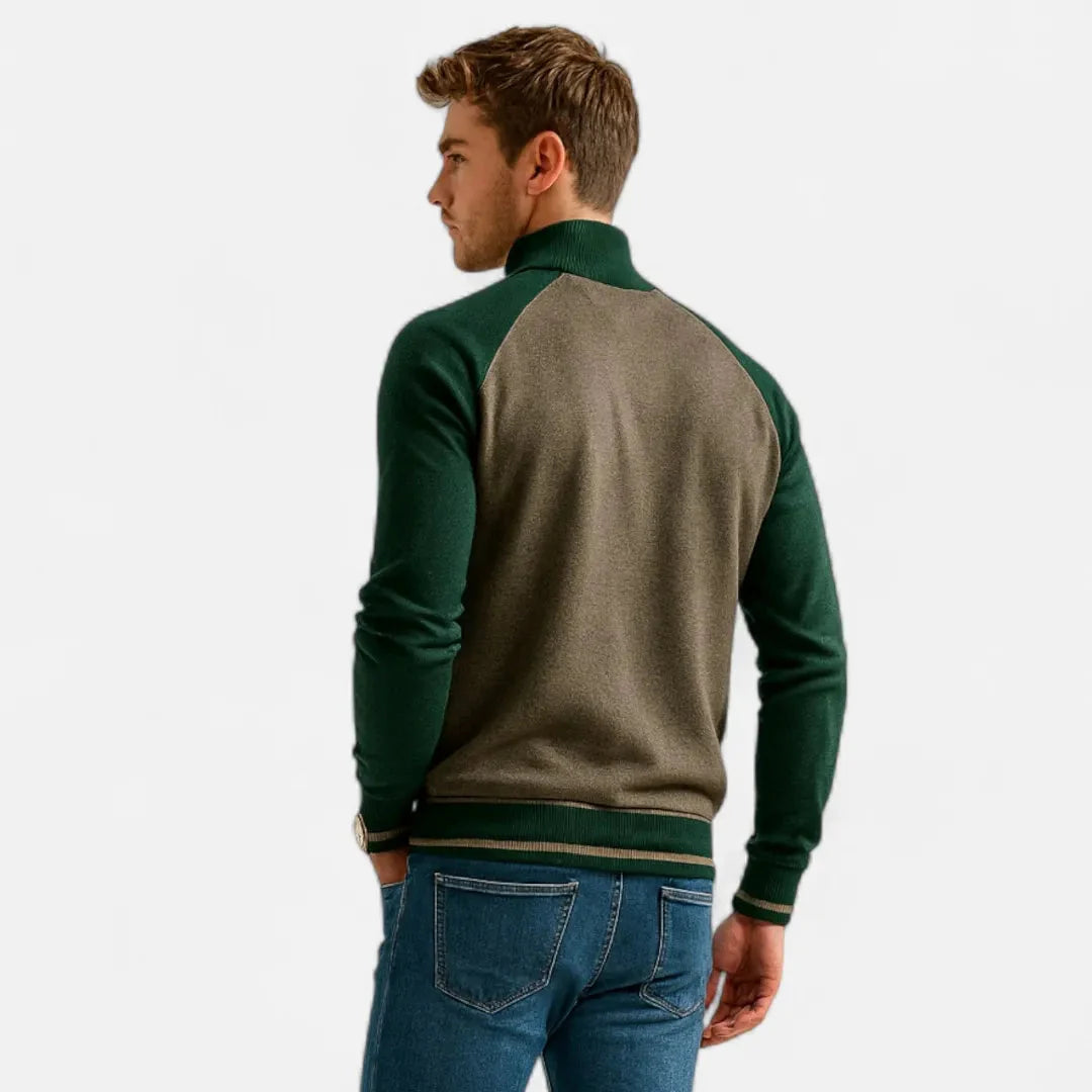 Men’s Color-Block Raglan Zip Knit Jacket