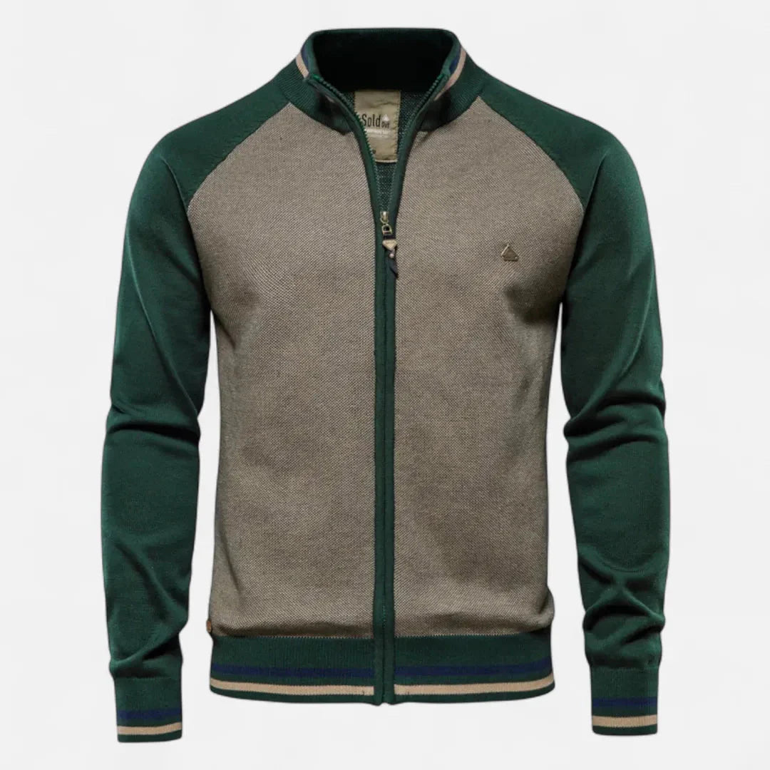 Men’s Color-Block Raglan Zip Knit Jacket