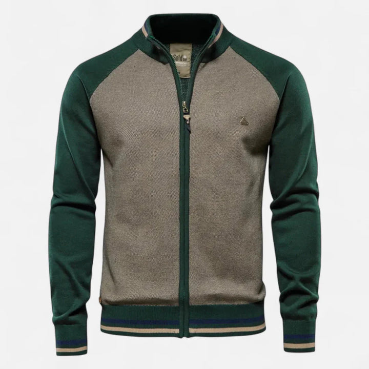 Men’s Color-Block Raglan Zip Knit Jacket