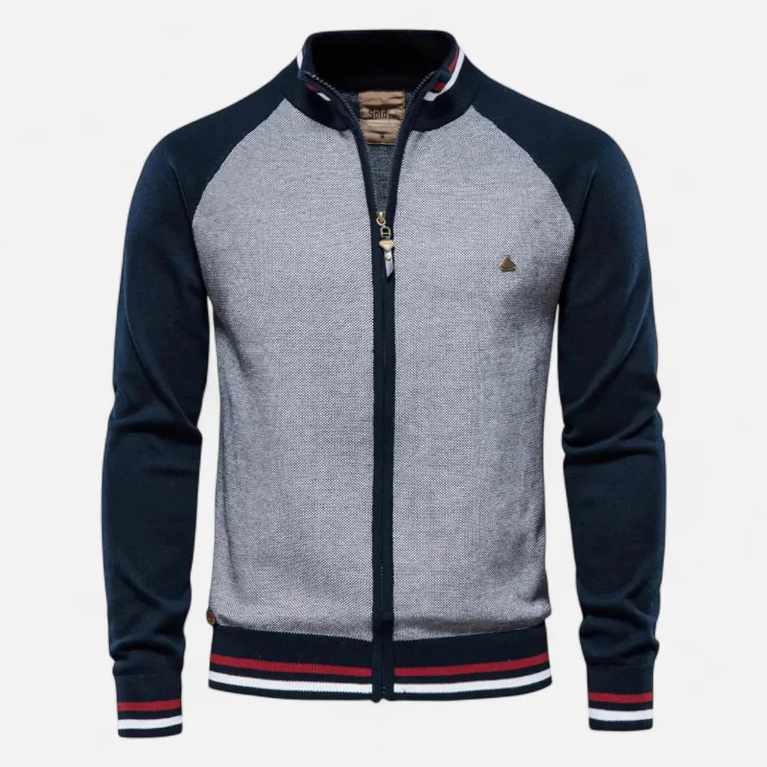 Men’s Color-Block Raglan Zip Knit Jacket