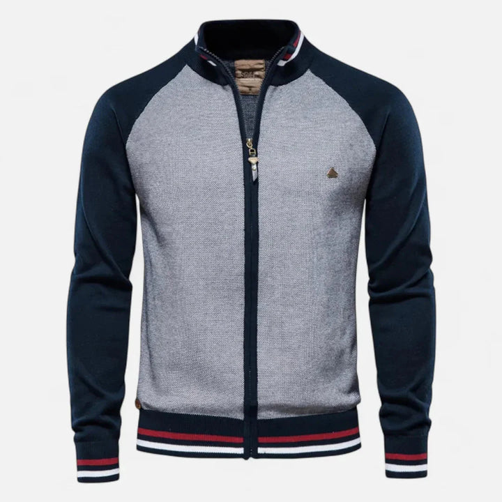 Men’s Color-Block Raglan Zip Knit Jacket