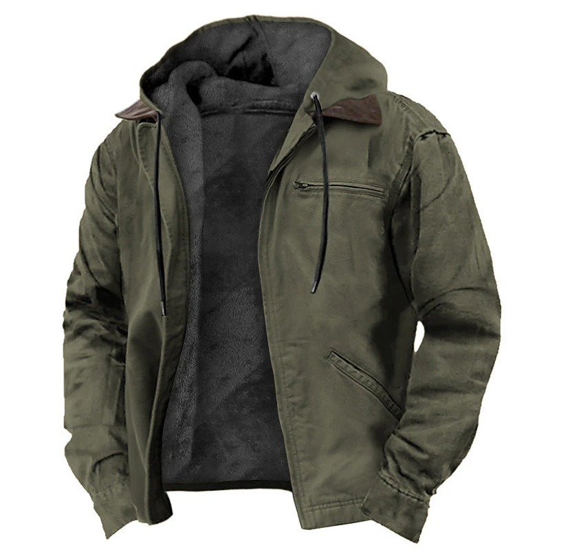 Men’s Fleece-Lined Hooded Jacket Lion Style