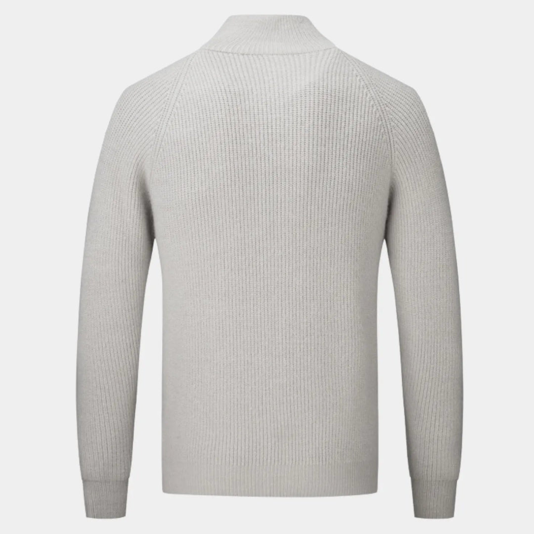 Men's Full-Zip Ribbed Cashmere Sweater