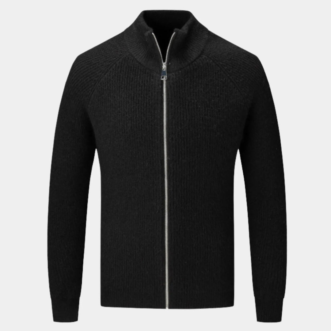 Men's Full-Zip Ribbed Cashmere Sweater