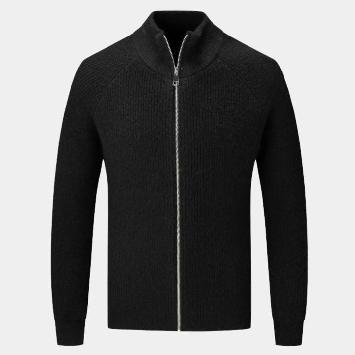 Men's Full-Zip Ribbed Cashmere Sweater