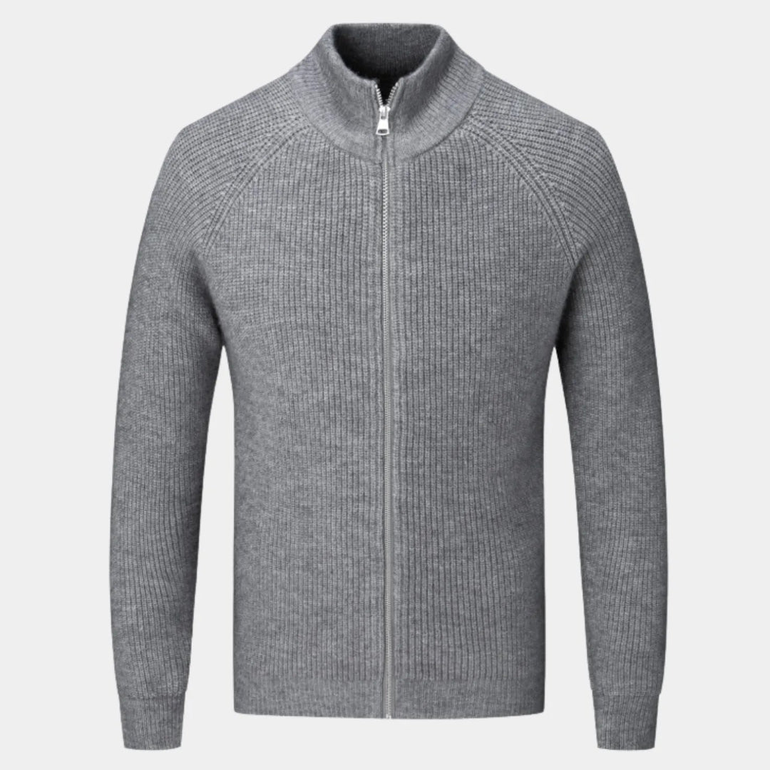 Men's Full-Zip Ribbed Cashmere Sweater