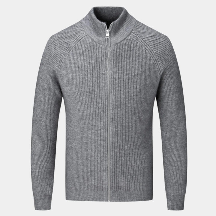 Men's Full-Zip Ribbed Cashmere Sweater