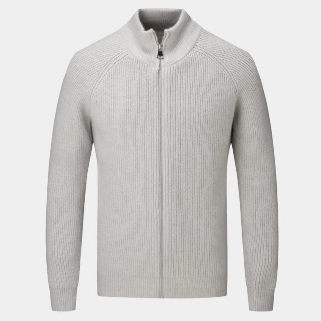 Men's Full-Zip Ribbed Cashmere Sweater