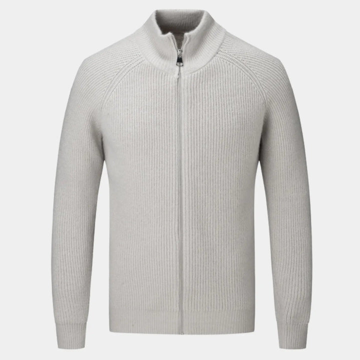 Men's Full-Zip Ribbed Cashmere Sweater