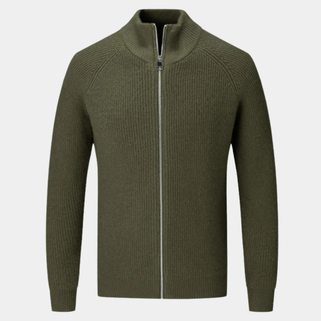 Men's Full-Zip Ribbed Cashmere Sweater