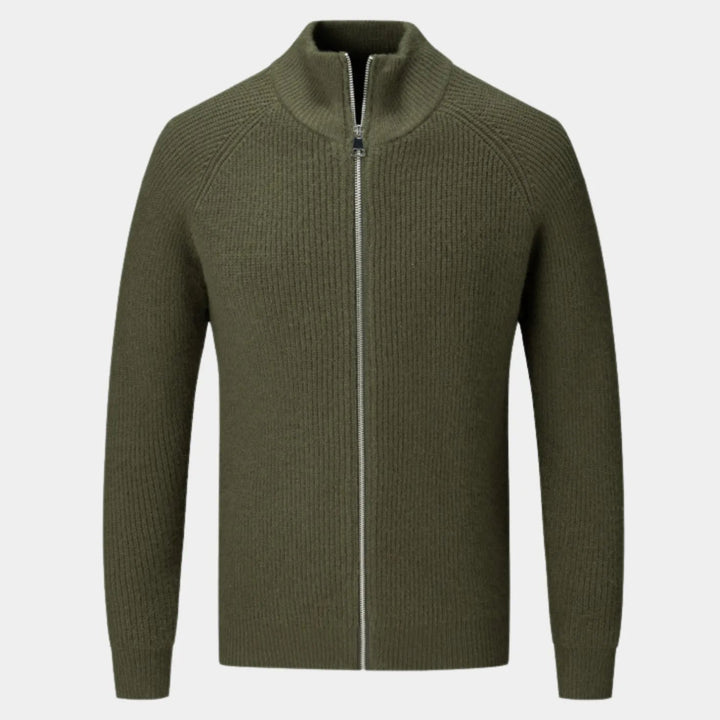 Men's Full-Zip Ribbed Cashmere Sweater