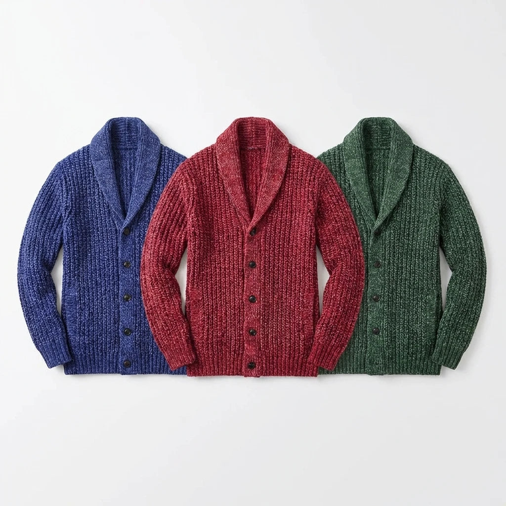 Men’s Thick Shawl-Collar Knit Cardigan Lion Style