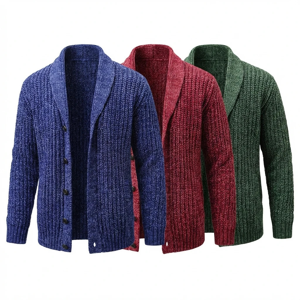 Men’s Thick Shawl-Collar Knit Cardigan Lion Style