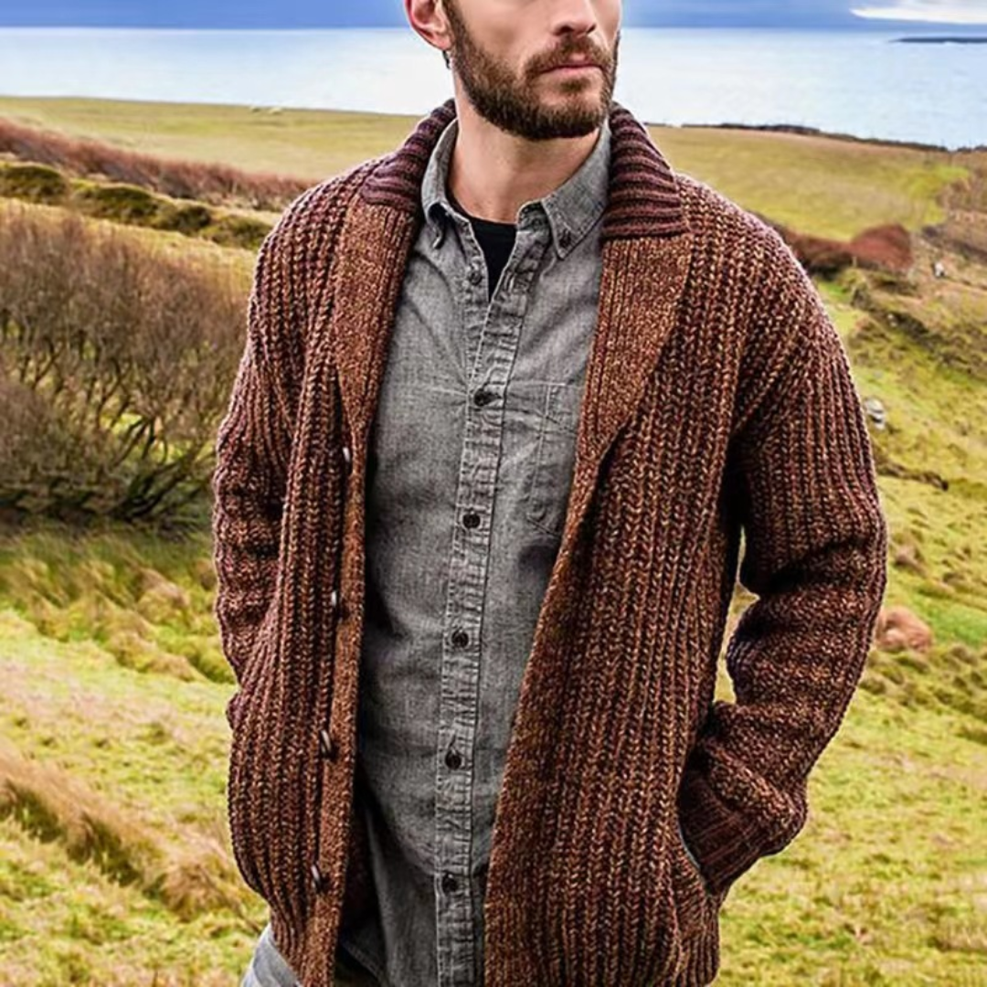 Men’s Thick Shawl-Collar Knit Cardigan