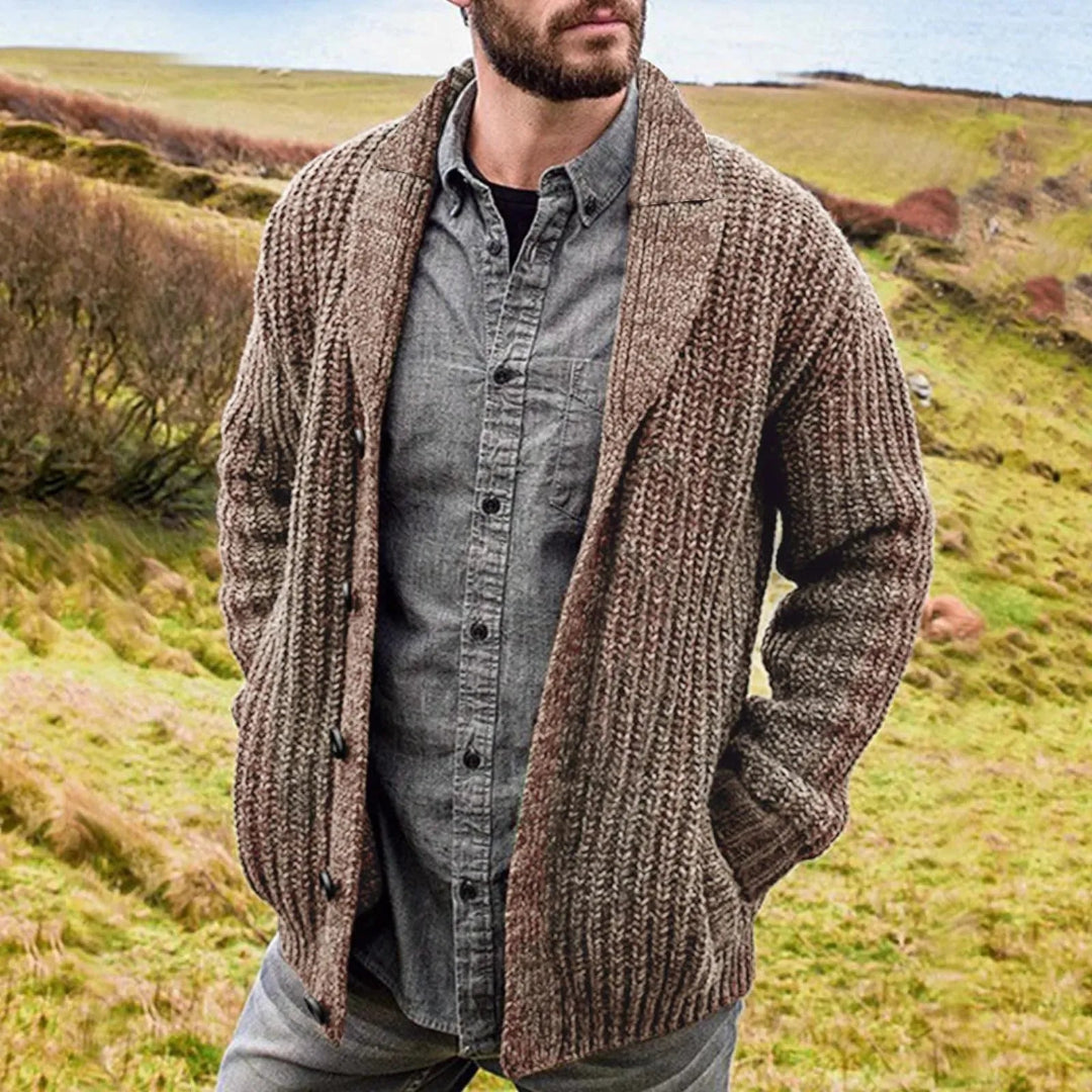 Men’s Thick Shawl-Collar Knit Cardigan