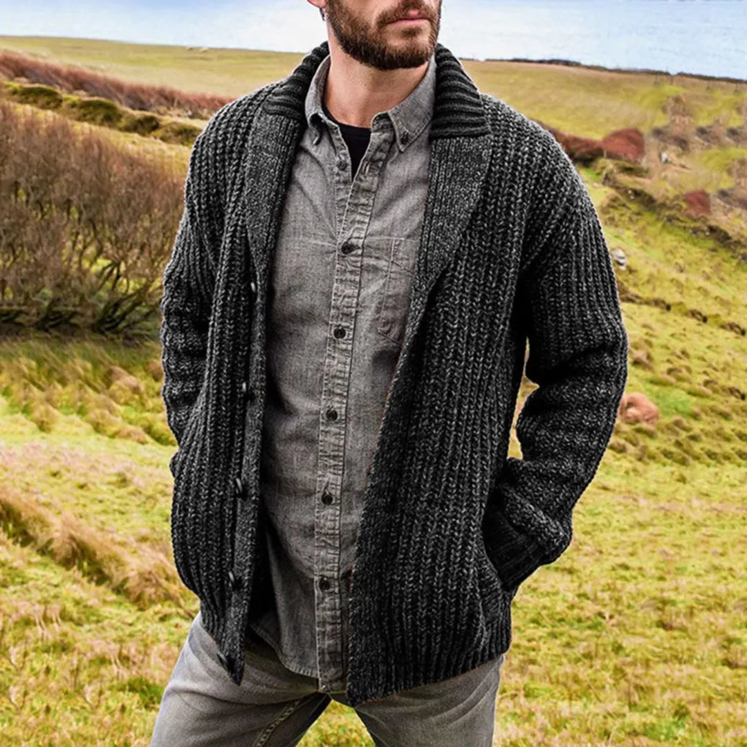 Men’s Thick Shawl-Collar Knit Cardigan