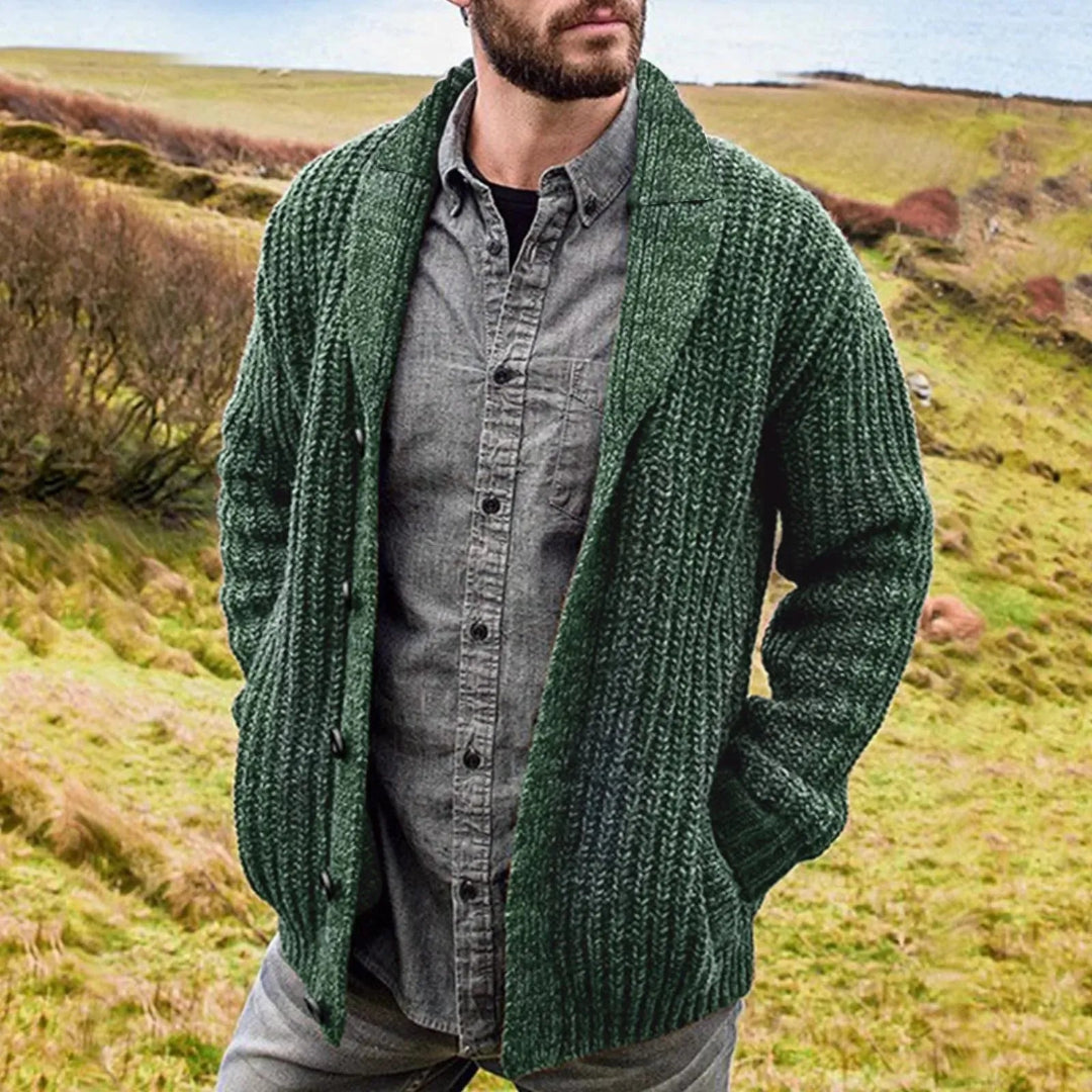 Men’s Thick Shawl-Collar Knit Cardigan