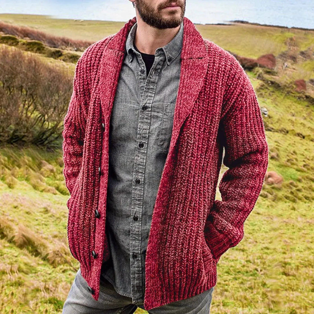 Men’s Thick Shawl-Collar Knit Cardigan