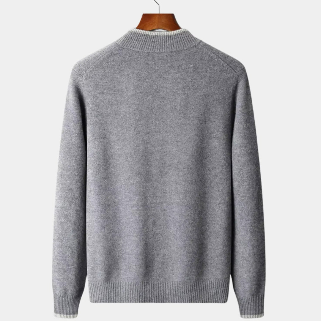 Men's Two-Tone Zip Merino Sweater