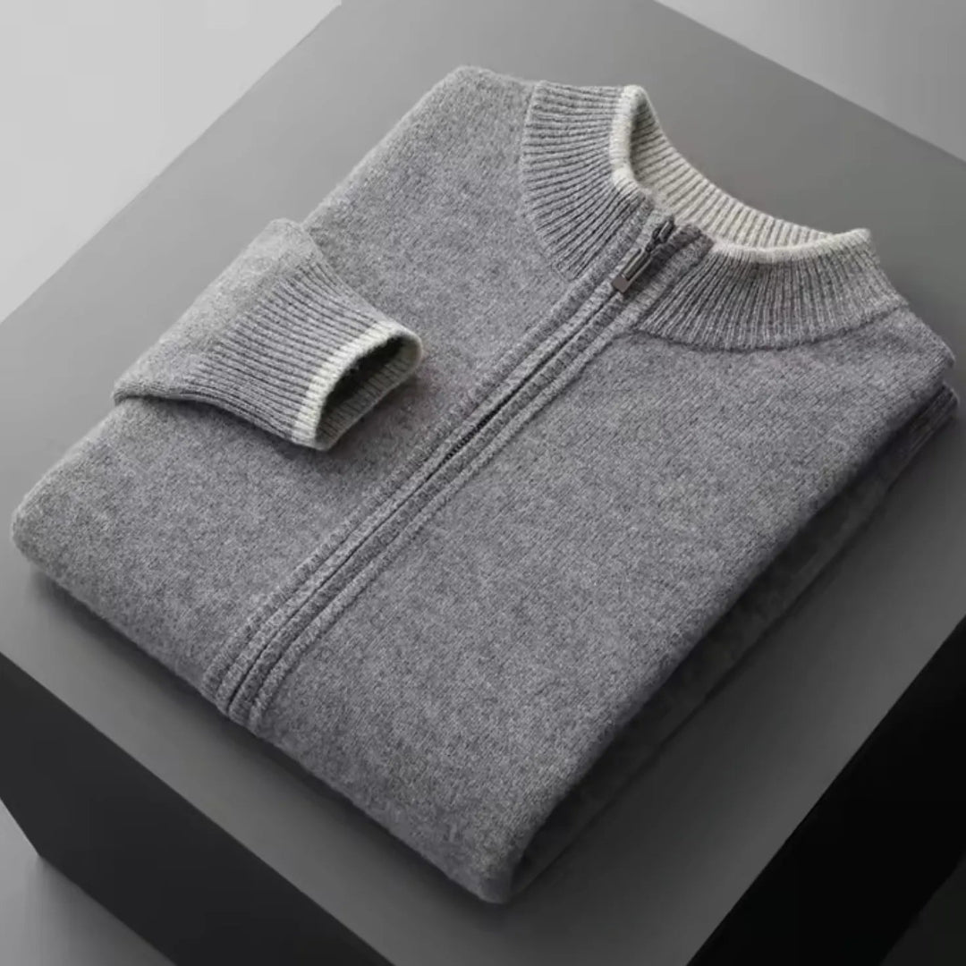 Men's Two-Tone Zip Merino Sweater