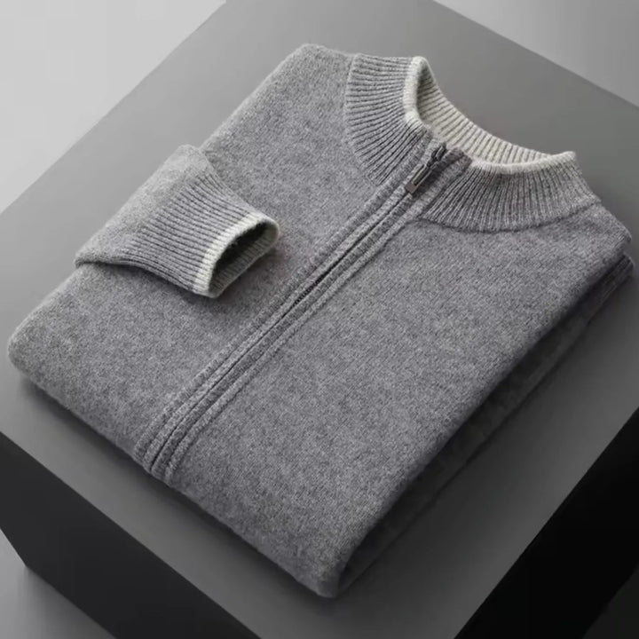 Men's Two-Tone Zip Merino Sweater