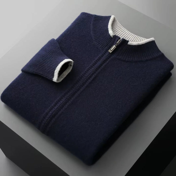 Men's Two-Tone Zip Merino Sweater